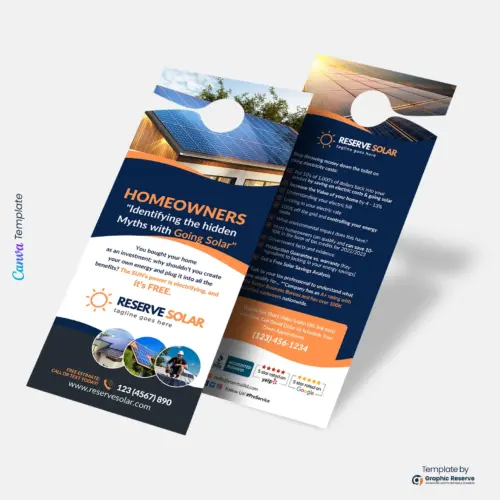 Modern Solar Door Hanger Canva Template for Effective Advertising