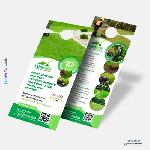 Premium Lawn Service Door Hanger Template – Lawn Care Canva Design