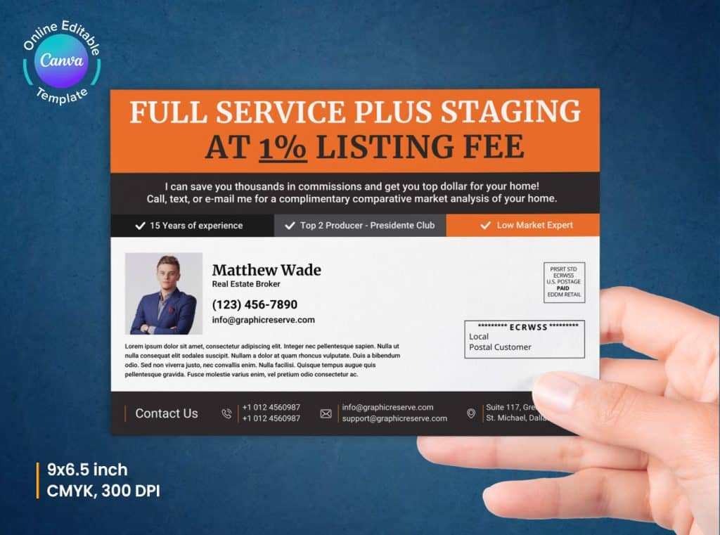 Real Estate Seller Postcard EDDM Back