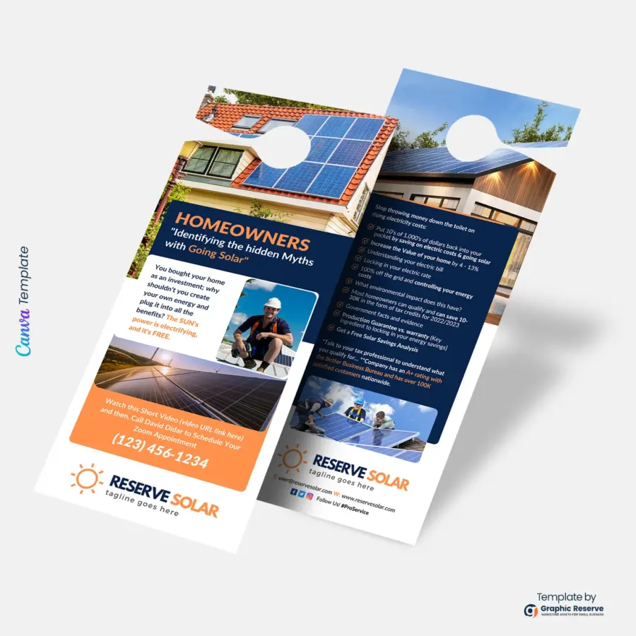 Solar Energy Door Hanger | Editable Canva Template