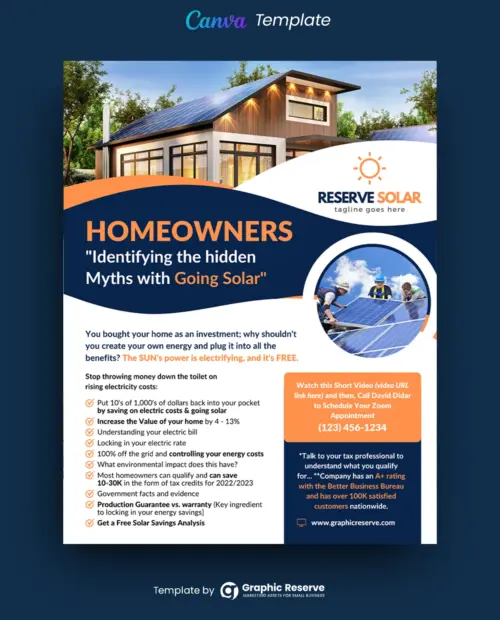 Solar Product Flyer Design Canva Template