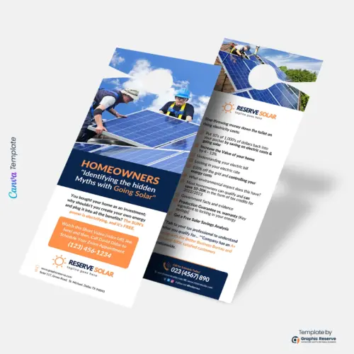 Stylish Solar Marketing Door Hanger Template - Editable in Canva