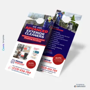 Advance Cleaning Service Door Hanger Canva Template