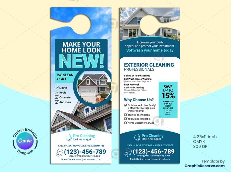 Exterior Cleaning Marketing Material Bundle Canva Template Design - Image 5