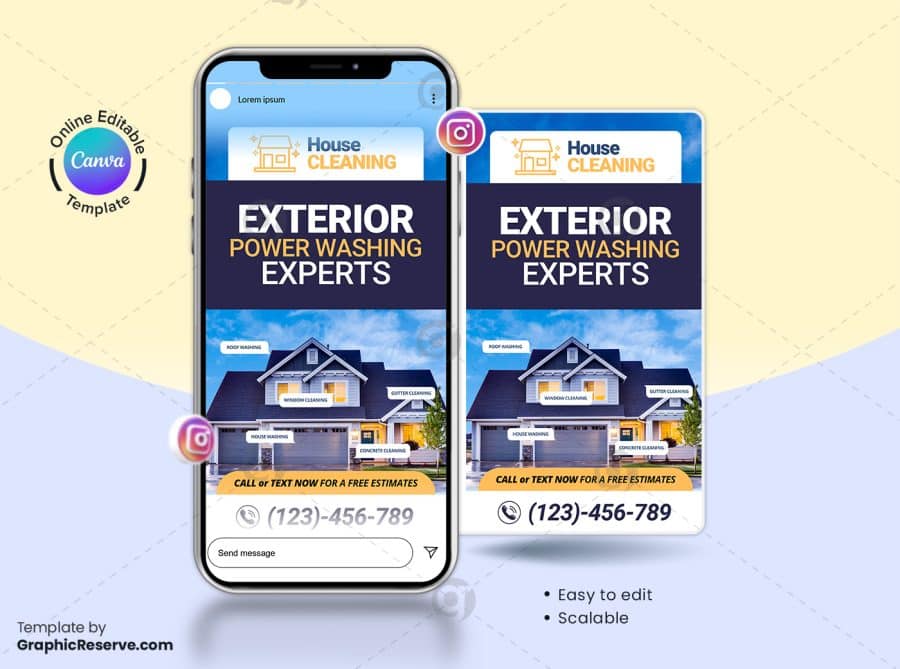 Exterior Cleaning Instagram Story Banner Design Canva Template