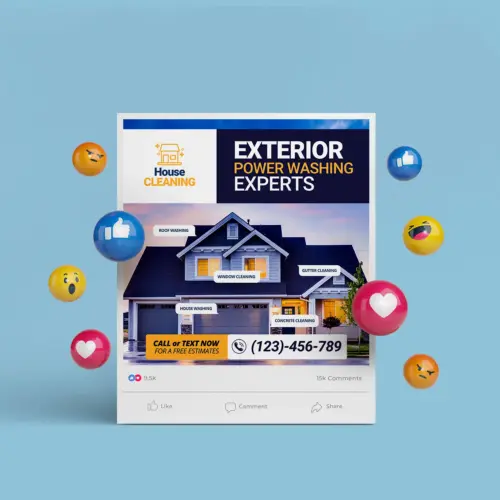 Exterior Cleaning Marketing Banner Canva Templates for Facebook & Instagram