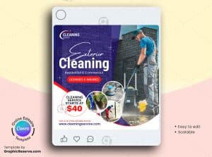Exterior Cleaning Service Social Media Canva Banner – Canva template