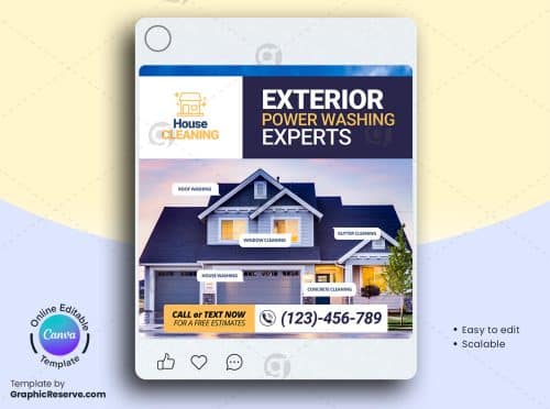 Exterior Cleaning Marketing Banner Canva Templates for Facebook & Instagram