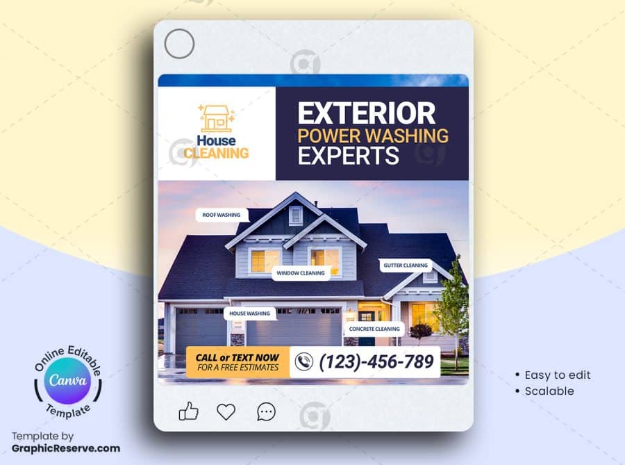 Exterior Cleaning Marketing Banner Canva Templates for Facebook & Instagram
