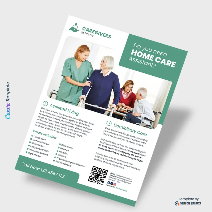 Home Care Assistant Canva Flyer