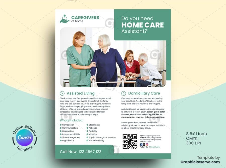 Home Care Assistant Flyer Canva 3 in 1 Bundle Template - Image 3