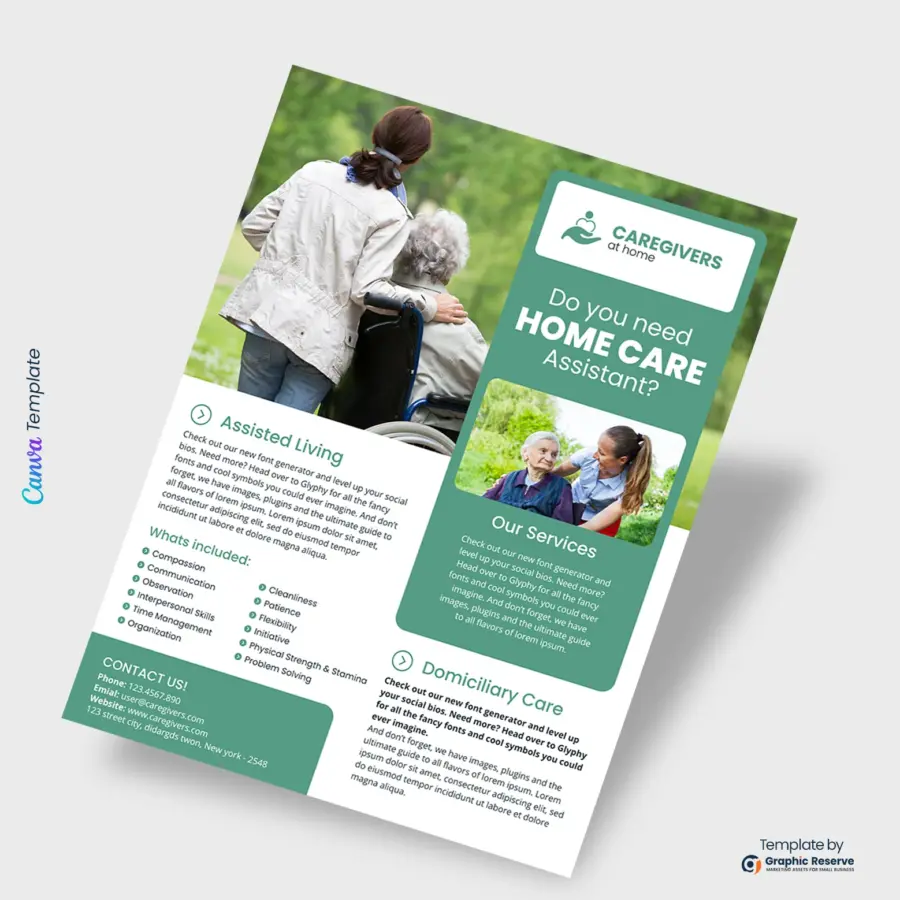 Canva Home Care Assistant Flyer