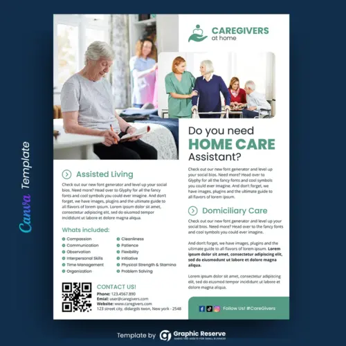 Home Care Assistant Flyer Canva Template