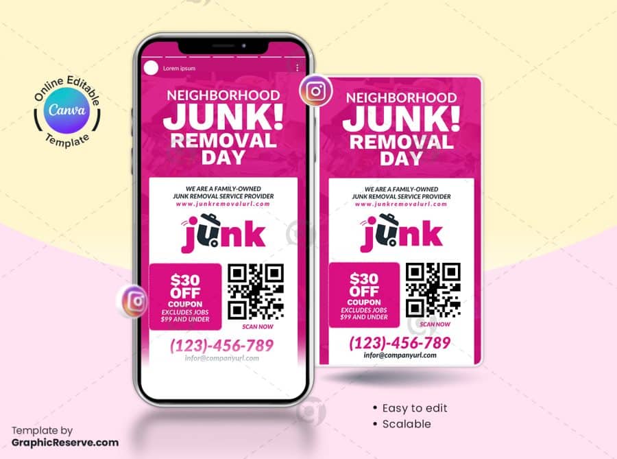 Junk Removal Instagram Story Canva Banner Design