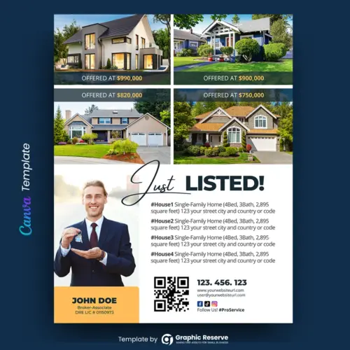 Listed Real Estate Broker Canva Flyer
