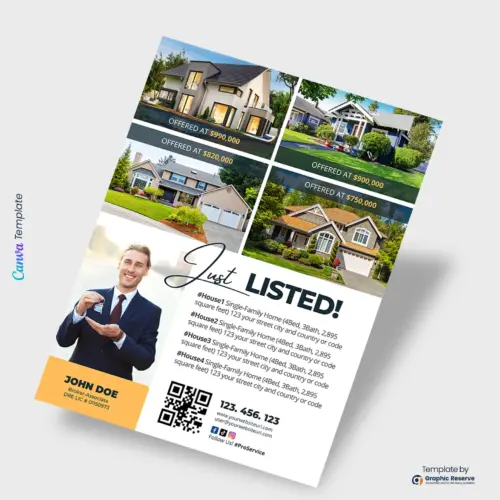 Listed Real Estate Broker Canva Flyer