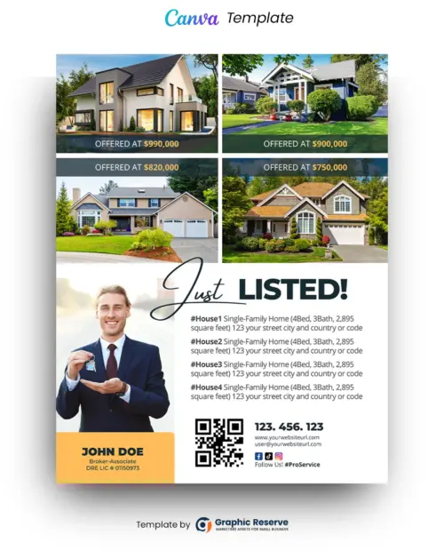 Listed Real Estate Broker Canva Flyer