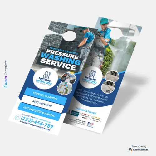 Pressure Wash Service Door Hanger-Canva Design