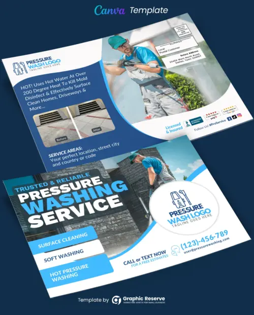 Pressure Wash Service EDDM Mailer Canva Template