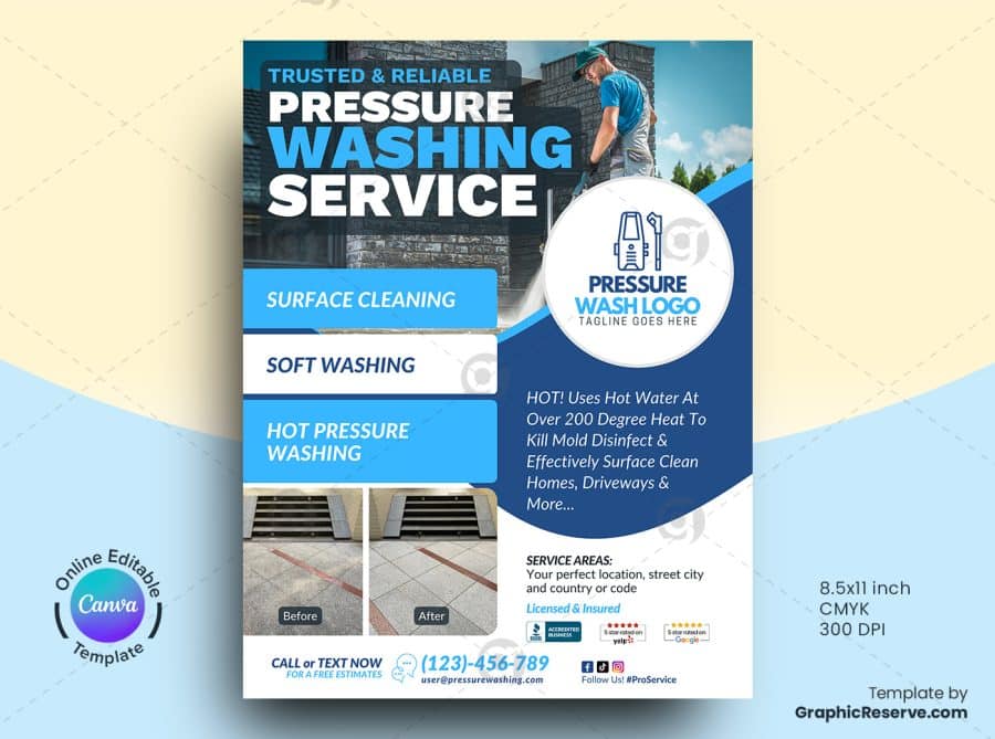 Pressure Wash Services Marketing Material Bundle Canva Template - Image 2