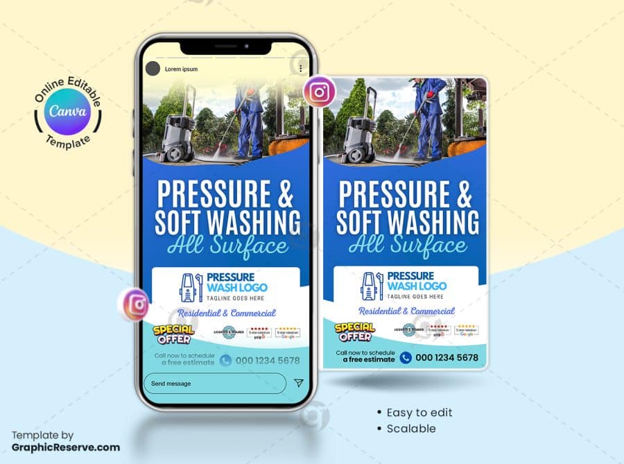 Customizable Canva Templates for Pressure Washing Ads