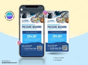 Pressure Washing Canva Social Media Banner – Canva template