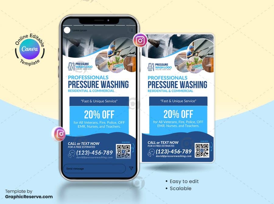 Pressure Washing Business Social Media Poster Canva Templates