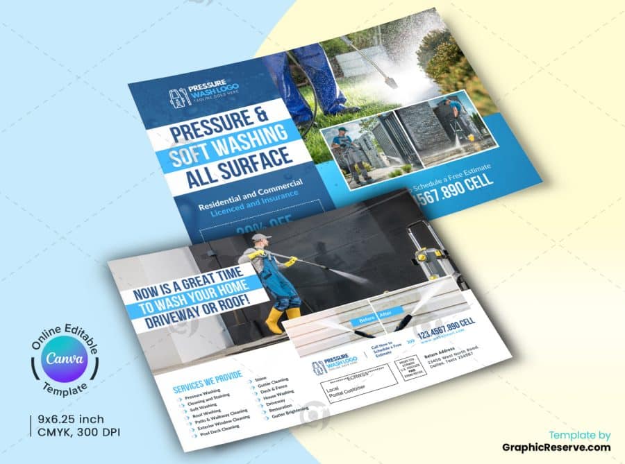 Pressure Wash Marketing Material Canva Template Bundle - Image 4