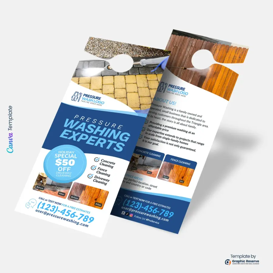 Pressure Washing Experts Canva Door Hanger Design