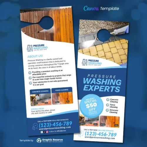 Pressure Washing Experts Canva Door Hanger Design