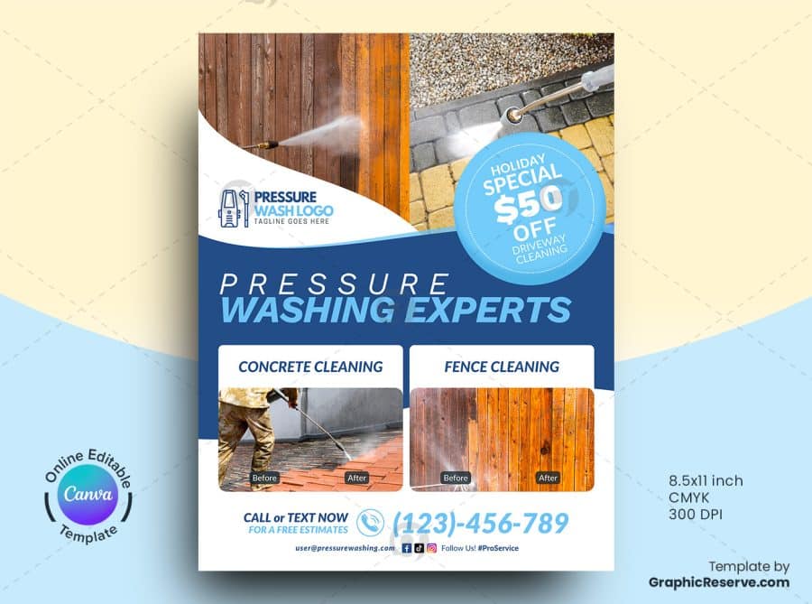 Pressure Washing Marketing Material Canva Template Bundle - Image 2