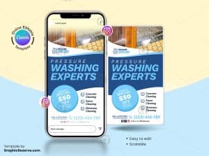 Pressure Washing Experts Canva Instagram Story Design – Canva template