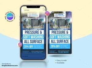 Pressure Washing Social Media Banner Design – Canva template