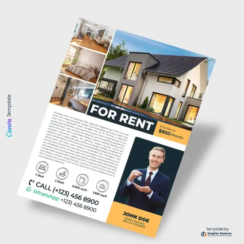 Real Estate For Rent Broker Canva Flyer