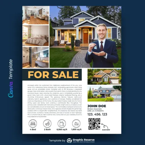 Real Estate For Sale Broker Canva Flyer
