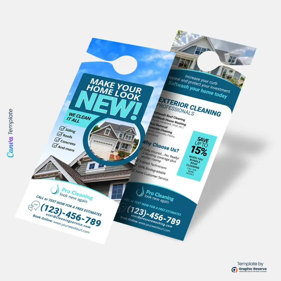 Soft Washing Door Hanger Canva Design
