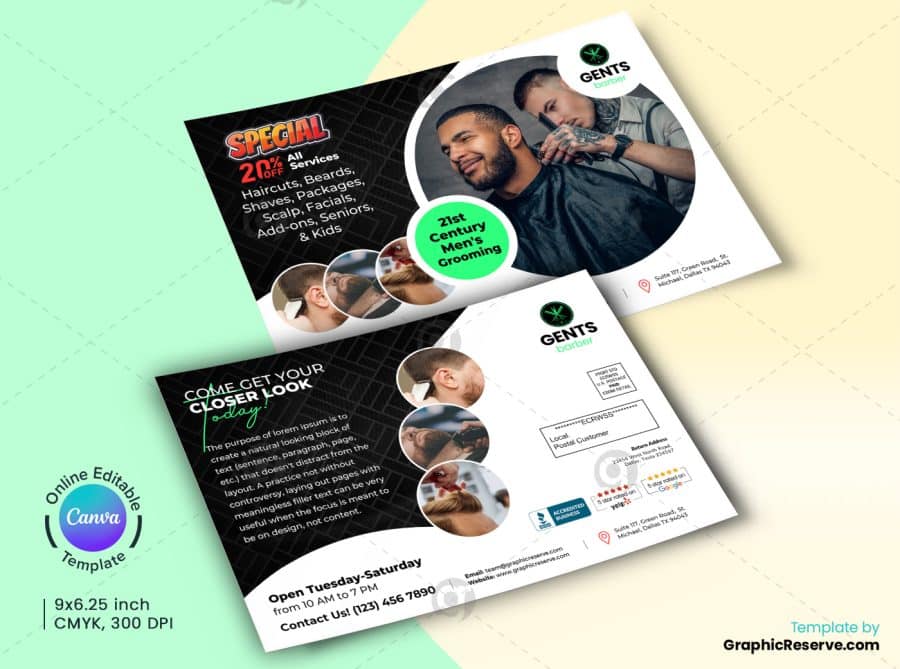 Barber Shop Canva Canva EDDM Postcard.b