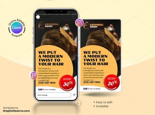 Barbering Shop Canva Instagram Story Banner