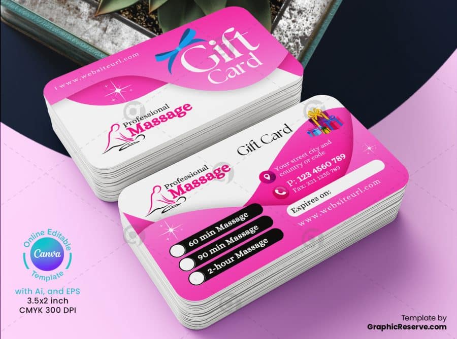 Body Massage Gift Card Canva Template