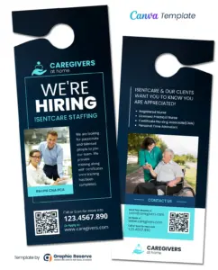 Caregivers Hiring Canva Door Hanger – Canva template