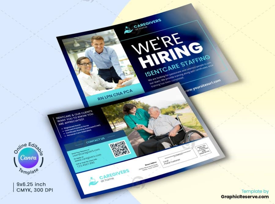 We Are Hiring Direct Mail Postcard Design Canva Template - Image 2