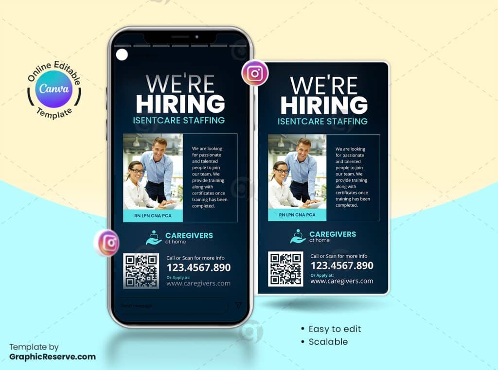 Caregivers Hiring Canva Instagram Story Banner – Canva template