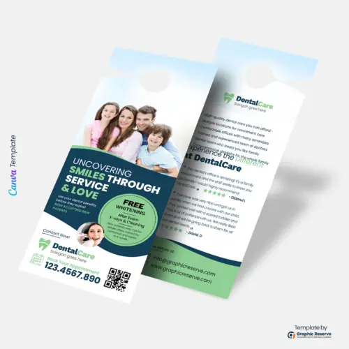 Customizable Canva Template for Dental Office Door Hanger Marketing