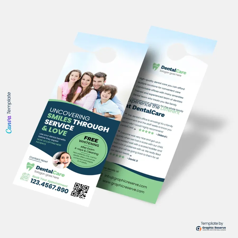 Customizable Canva Template for Dental Office Door Hanger Marketing