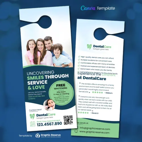 Customizable Canva Template for Dental Office Door Hanger Marketing
