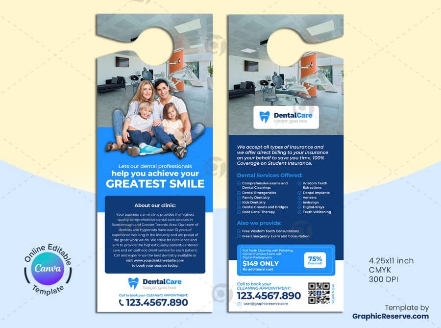 Dental Clinic Door Hanger Design Canva Template - Image 2