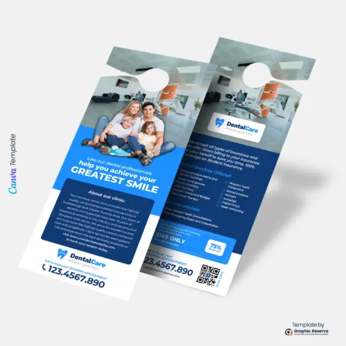 Dental Clinic Door Hanger Design Canva Template