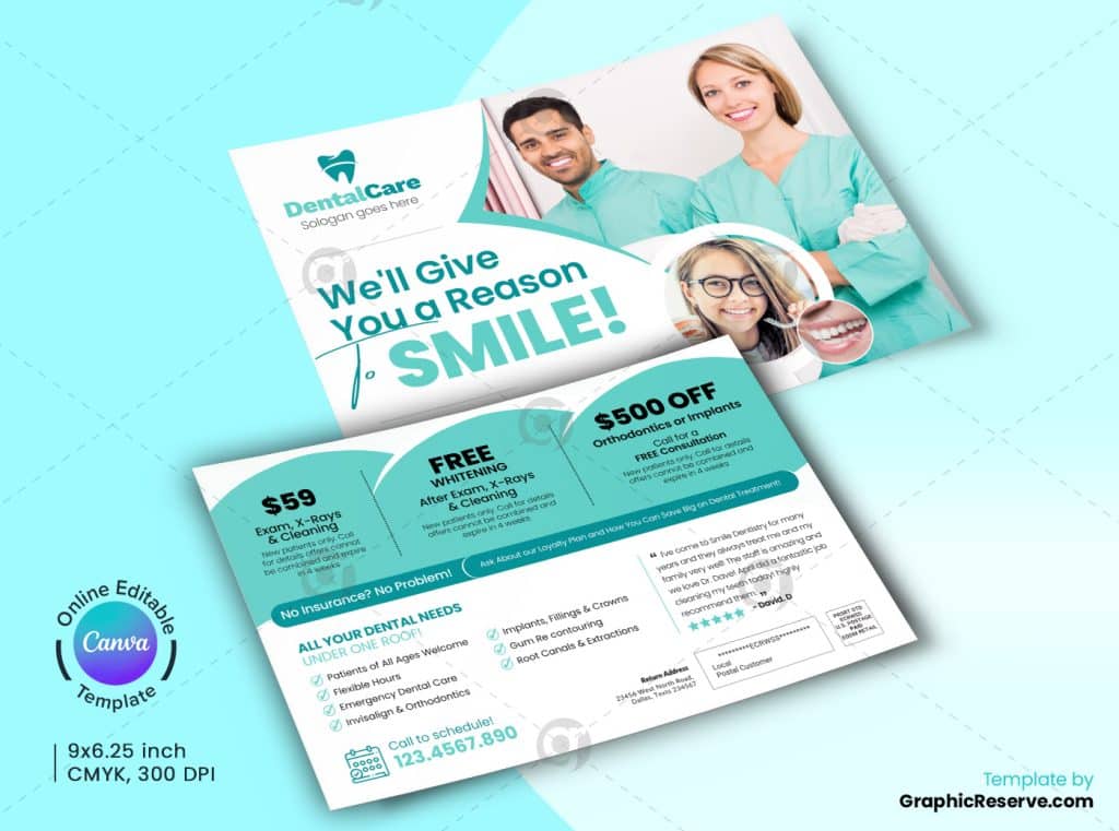 Dental Coupon EDDM Canva Template Graphic Reserve