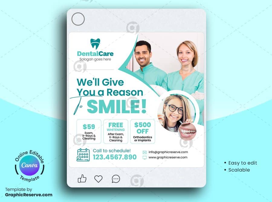 Dental Coupon Social Media Banner Canva Template