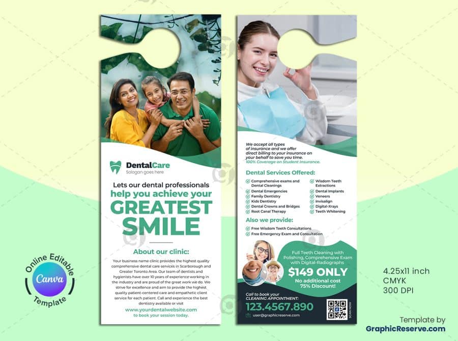Dental Door Hanger Canva Template - Image 2